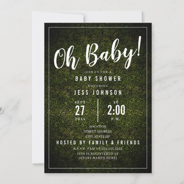Oh Baby Boxwood Greenery Baby Shower Invitation (Front)