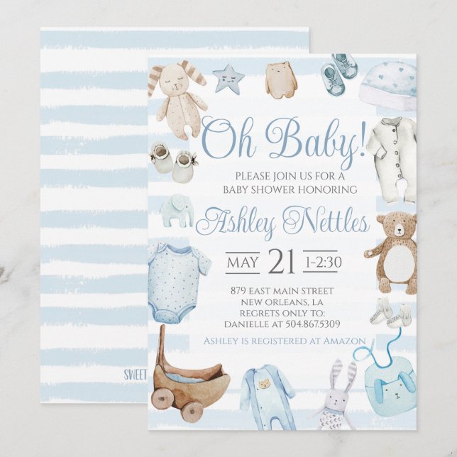 Oh Baby! Boy Baby Shower Invitation (Front/Back)