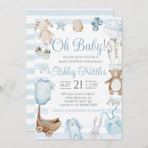 Oh Baby! Boy Baby Shower Invitation