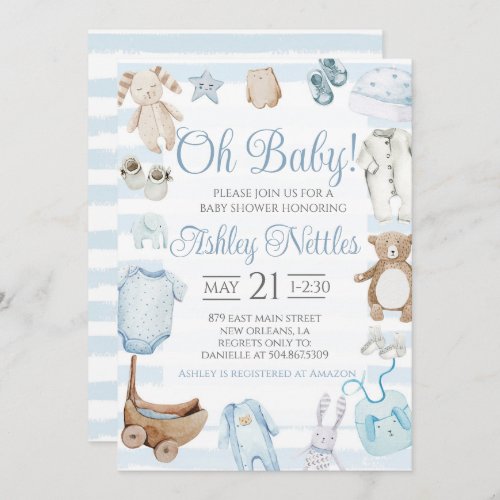 Oh Baby Boy Baby Shower Invitation