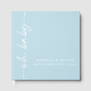 Oh Baby Boy Blue Baby Shower Guest Book