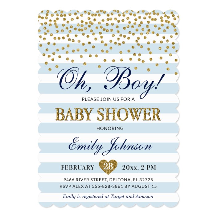 blue and gold baby shower invitations