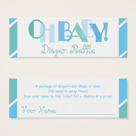 Oh Baby Boy Blue Modern Diaper Raffle (Front & Back)