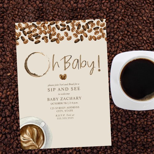Oh Baby Boy Coffee Sip And See Invitation