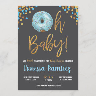 Oh Baby Boy Donut Baby Shower Sprinkle Invitation