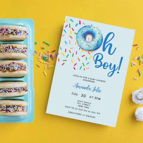 Oh Baby Boy Donut Theme Baby Shower Invitation
