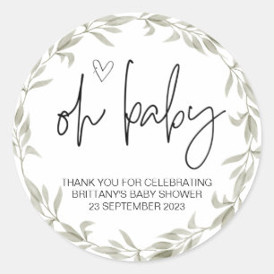 Oh Baby Boy Girl Cute Baby Shower Party Favour Cl Classic Round Sticker