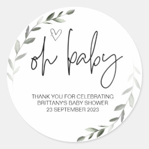 Oh Baby Boy Girl Cute Baby Shower Party Favour Cla Classic Round Sticker