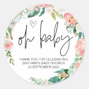 Oh Baby Boy Girl Cute Baby Shower Party Favour Classic Round Sticker