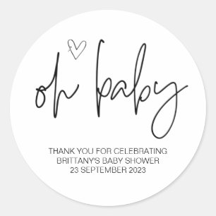 Oh Baby Boy Girl Cute Baby Shower Party Favour Classic Round Sticker
