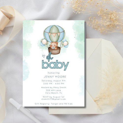 Oh Baby Boy Hot Air Balloon Baby Shower  Napkins