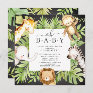 Oh Baby Boy Jungle Baby Shower Invitation