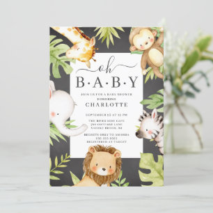 Oh Baby Boy Jungle Baby Shower Invitation