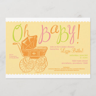 "Oh Baby!" boy or girl shower party invitation