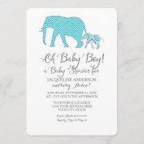 Oh Baby BOY Shower Elephant Typography Modern Invitation