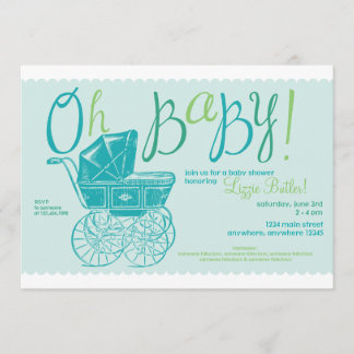 "Oh Baby!" boy shower party invitation