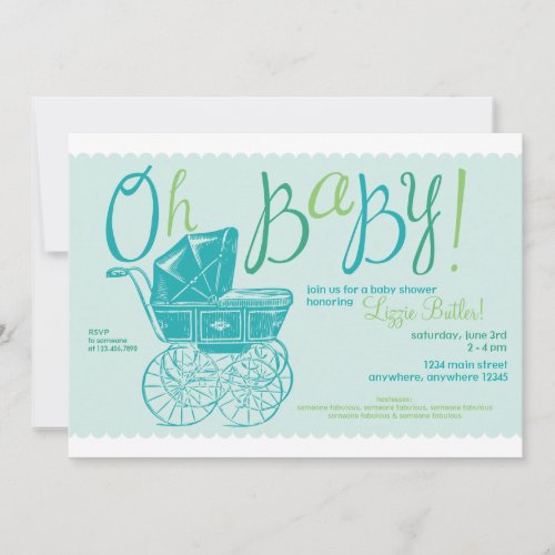 "Oh Baby!" boy shower party invitation