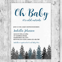 Oh Baby Boy Winter Woodland Baby Shower Invitation