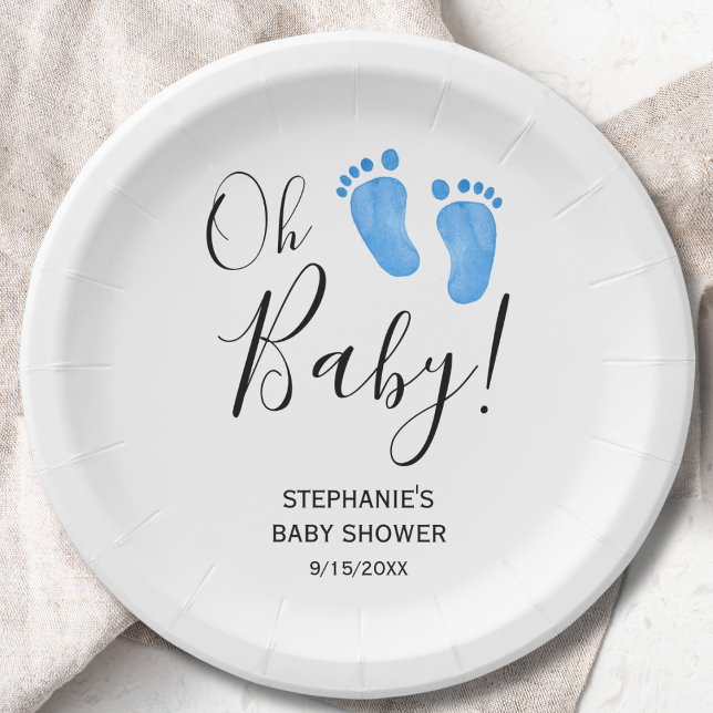Oh Baby Boy's Baby Shower Paper Plates (Creator Uploaded)