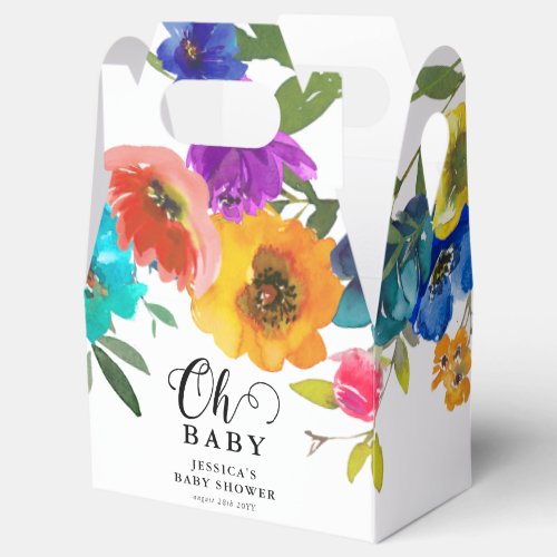 Oh Baby Bright  Bold Florals Baby Shower Favor Boxes