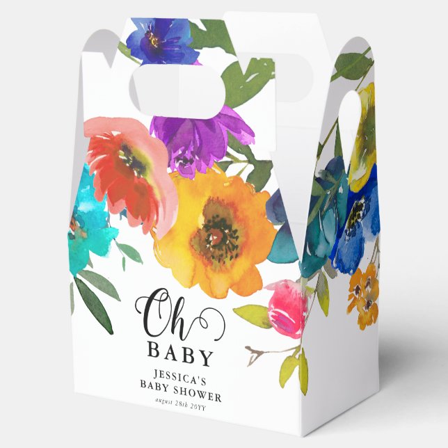 Oh Baby Bright & Bold Florals Baby Shower Favor Boxes (Opened)