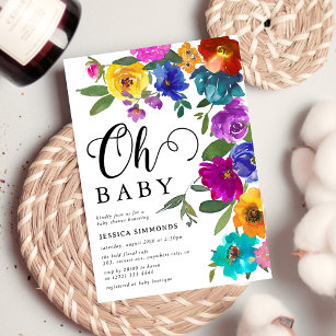 Oh Baby Bright & Bold Florals Baby Shower Invitation