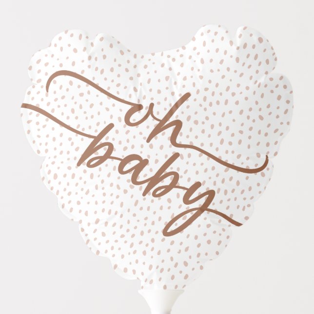 "Oh Baby" Brown Script Baby Shower Balloon (Front)