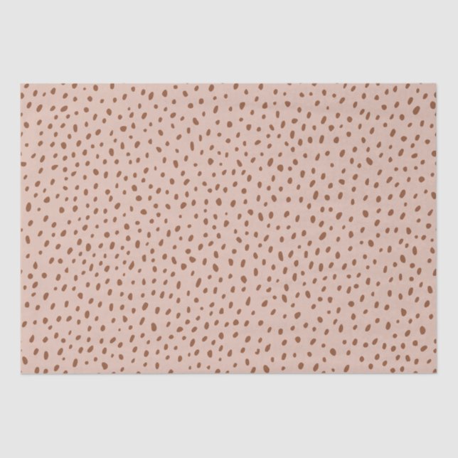 "Oh Baby" Brown Script & Beige Dots Baby Shower Tissue Paper (Front)
