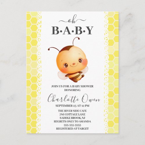  Oh Baby Bumblebee Baby Shower Invitation Postcard