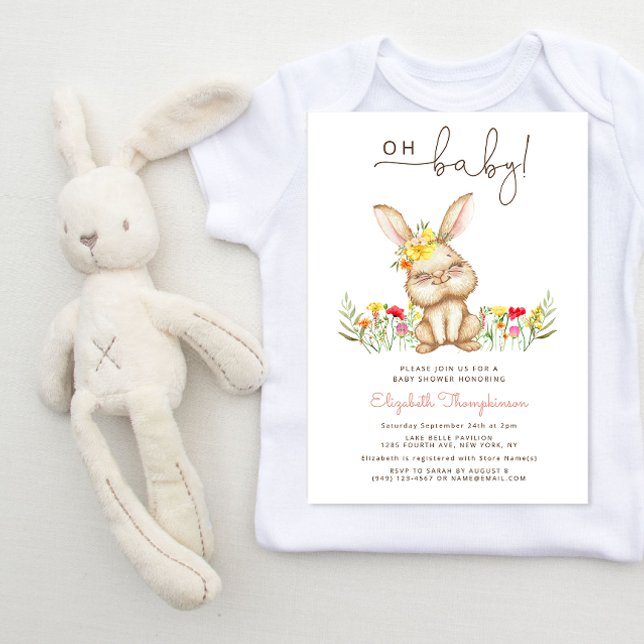 Oh baby Bunny baby shower girl Invitation (Creator Uploaded)