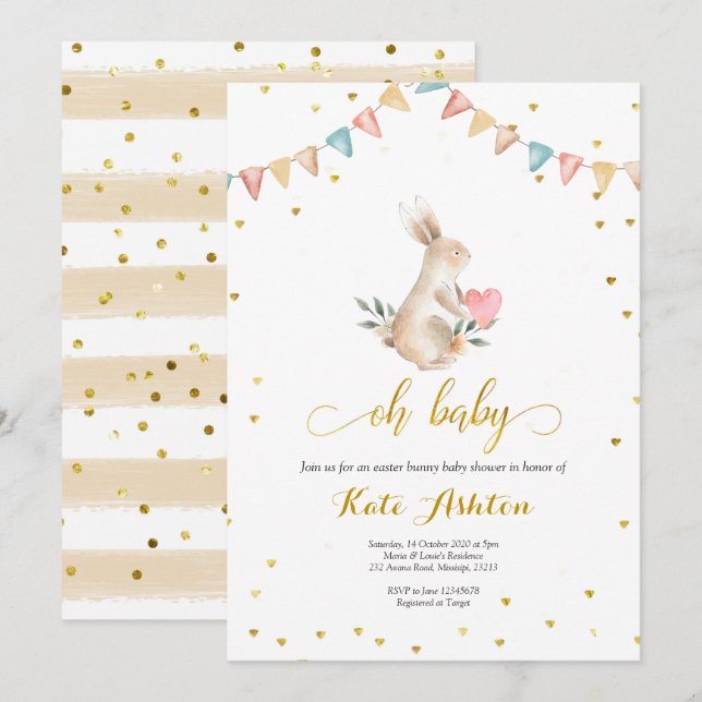 Oh Baby Bunny Baby Shower Invitation (Front/Back)