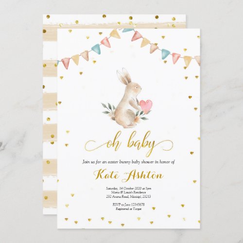 Oh Baby Bunny Baby Shower Invitation