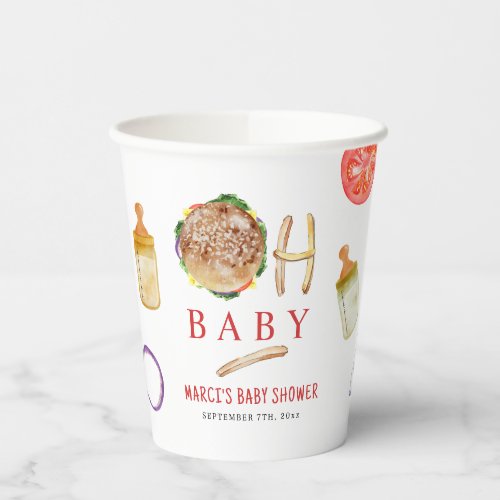 Oh Baby Burgers  Bottles Baby Shower Paper Cups