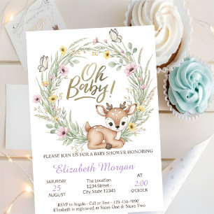 Oh Baby Butterflies Elephant Baby Shower Invitation
