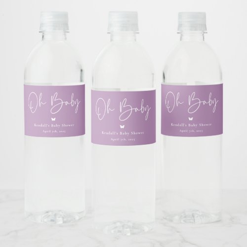 Oh Baby Butterfly Baby Shower Water Bottle Label