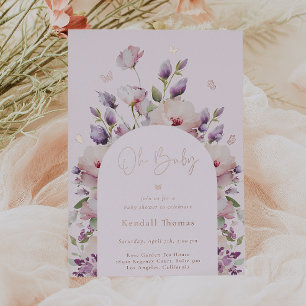 Oh Baby Butterfly Garden Baby Shower Foil Invitation