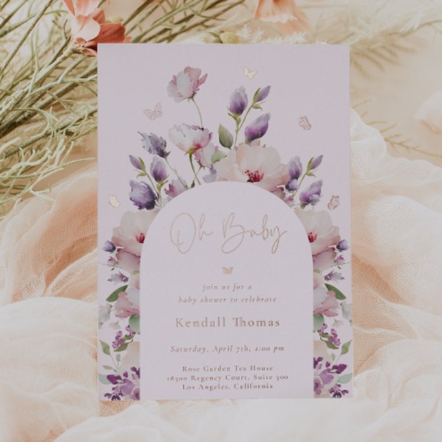 Oh Baby Butterfly Garden Baby Shower Foil Invitation (Creator Uploaded)