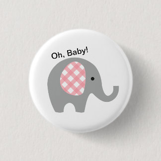 Oh, Baby! Button with Grey Elephant and Pink Ears