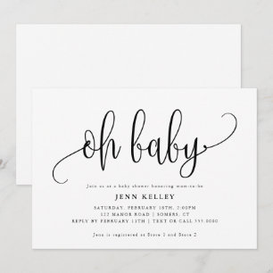 Oh Baby Calligraphy Baby Shower Invitation