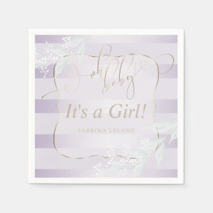 OH Baby! Calligraphy Ombré Lilac Stripes Napkins