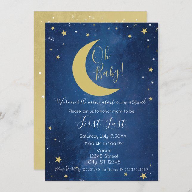 Oh Baby Celestial Moon Shower Invitation (Front/Back)