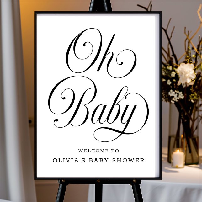 Oh Baby Chic B&W Neutral Baby Shower Welcome Sign (Creator Uploaded)