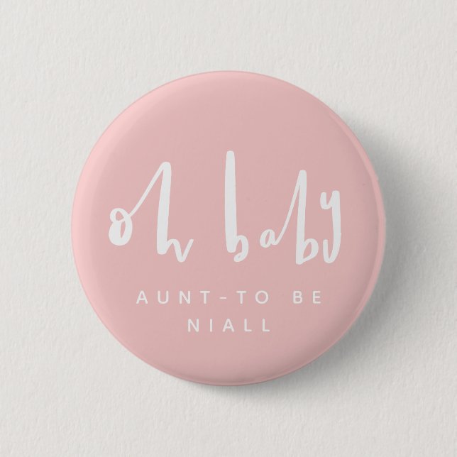 oh baby, chic pink baby shower button (Front)