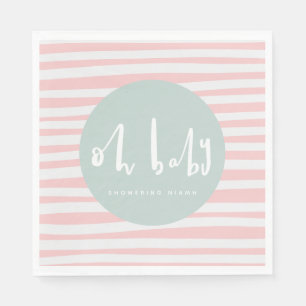 oh baby, chic pink baby shower napkins
