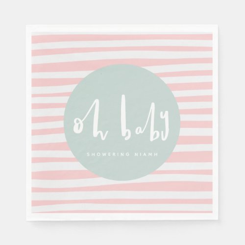 oh baby chic pink baby shower napkins