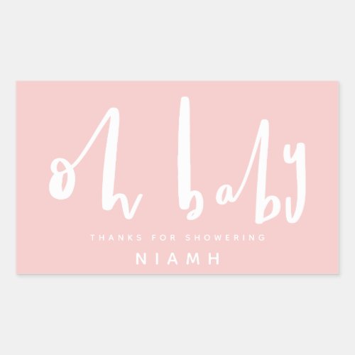 oh baby chic pink baby shower rectangular sticker