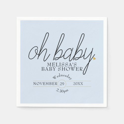 Oh Baby Chic Script Gold Love Heart Baby Shower Napkins
