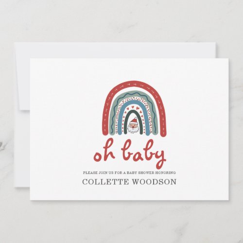 Oh Baby Christmas Holiday Boho Rainbow Baby Shower Invitation