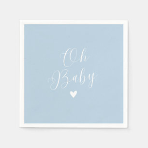 Oh Baby Classic Soft Powder Blue & White Script Napkins