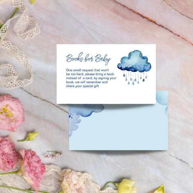 Oh Baby cloud baby shower books request Enclosure Card (Oh Baby cloud baby shower books request Enclosure Card books for baby card whimsical blue cloud)